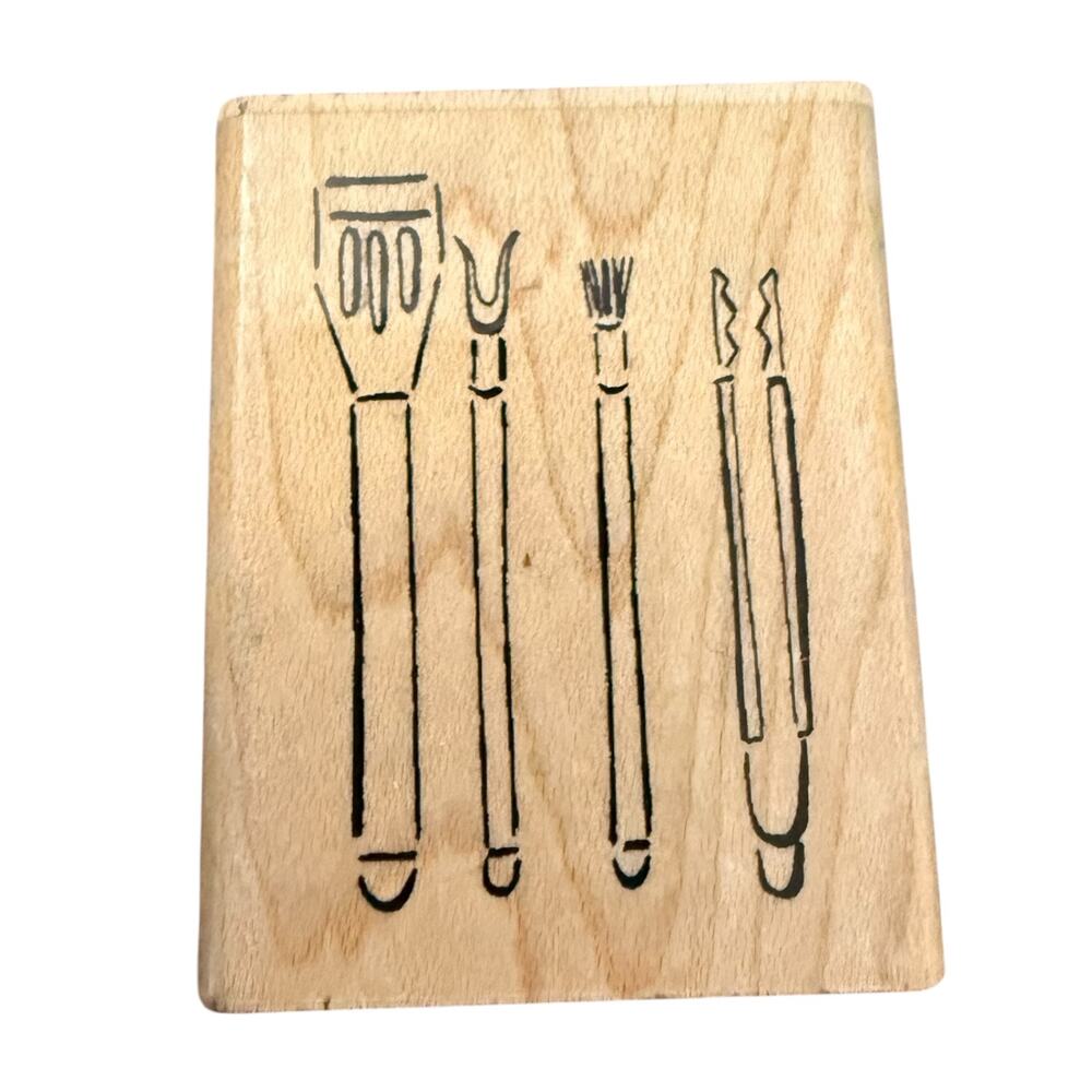 JRL Design Co BBQ Utensils Grilling Rubber Stamp EUC